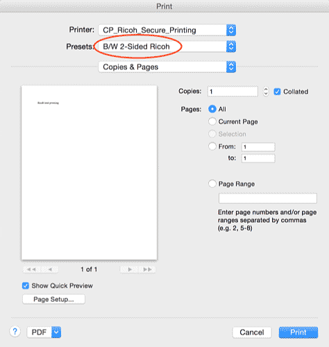 image of printer dialog user interface