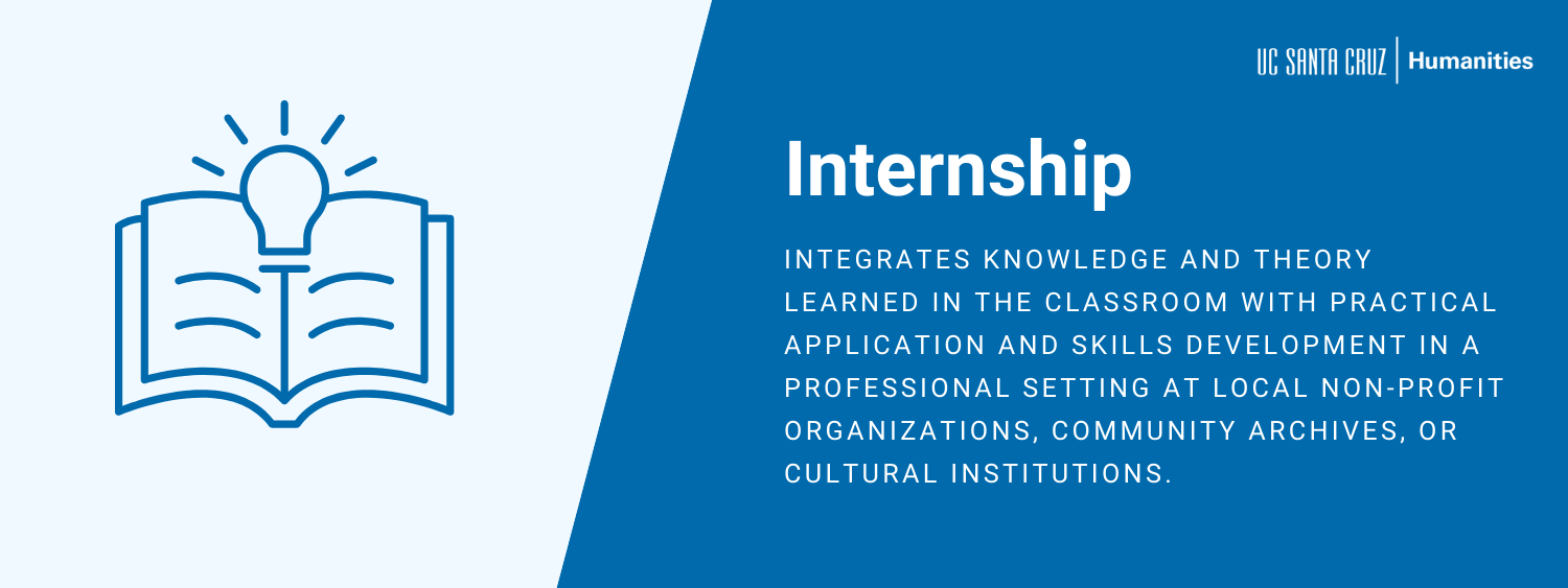 Internship: Integrates knowledge and theory learned in the classroom with practical application and skills development in a professional setting at local non-profit organizations, community archives, or cultural institutions.